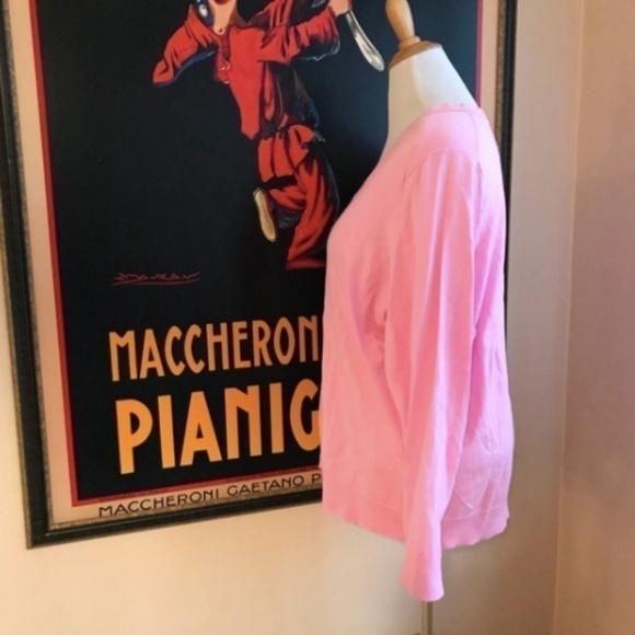 Land’sEnd:Pink Scolloped Neck Light Weight Sweater - Picture 3 of 8